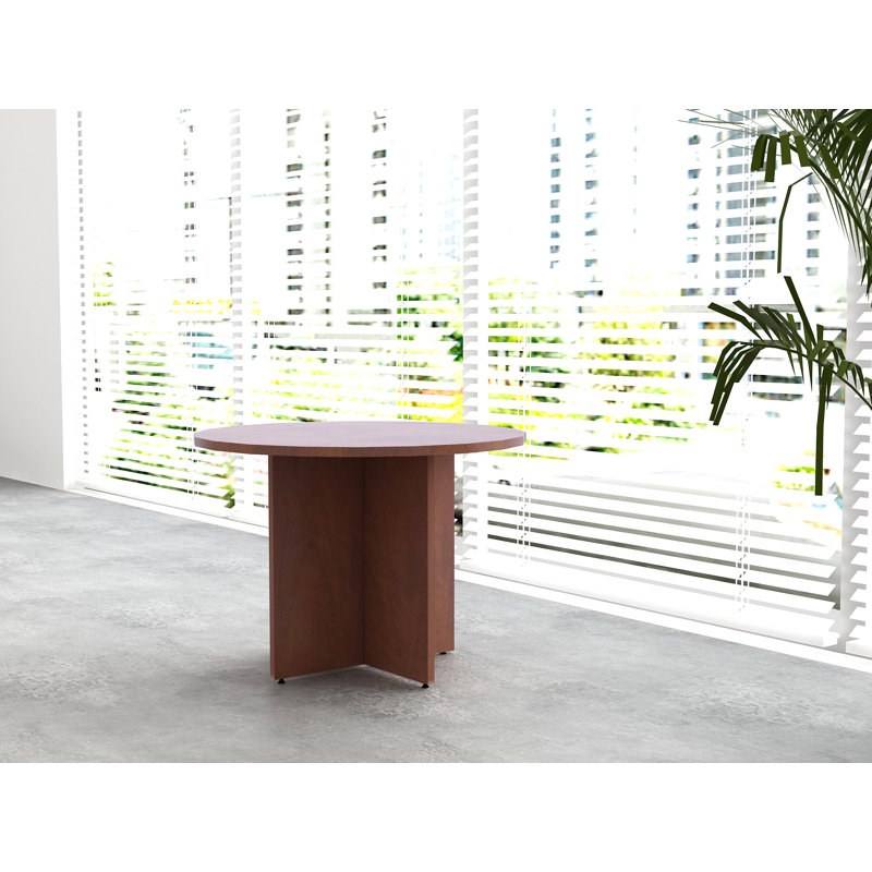 Friant Gitana Circular Meeting Table with Finished Underside, X Shape